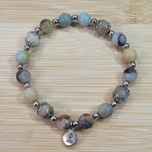 Amazonite Handmade Stretch Bracelet - Artisan Stackable Layering Jewelry - D078